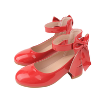 Chaussures de princesse pour filles, modèle 2026, OEM/ODM d'usine, avec grand nœud latéral, bride unique, talons bas, en cuir PU, pour spectacle