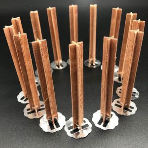 Bougies en cire de soja naturelle de 13 mm de largeur, sans fumée, sans flamme, écologiques, avec mèche en bois croisée et support métallique, style européen, en pot - Product Image 4