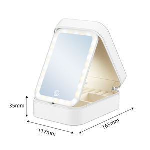 Портативный футляр для украшений из искусственной кожи с LED-подсветкой, дорожный органайзер для хранения, мини-органайзер для ювелирных изделий с зеркалом для колье и серег - Product Image 5