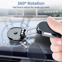 Support magnétique universel pour téléphone de voiture, support magnétique pliable pour tableau de bord, 360° °   Support de téléphone en métal réglable en hauteur et rotatif