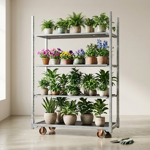 <span class=keywords><strong>Chariot</strong></span> <span class=keywords><strong>danois</strong></span> de serre en métal pour horticulture, <span class=keywords><strong>chariot</strong></span> à fleurs avec étagères réglables, <span class=keywords><strong>chariot</strong></span> de transport mobile pour plantes pour pépinière et ferme - Product Image 1