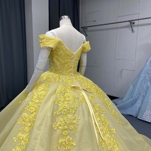Lsany278 Luxury Light <b>Yellow</b> Quinceanera <b>Dress</b> Lace Applique Glitter Princess Ball Gown Sweet 15 Party <b>Dress</b> Jancember - Product Image 6