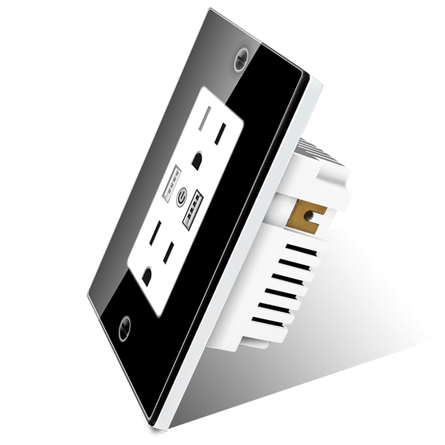 Smart Wall Socket With Rectangle Type 2 USB Wall Socket USA Brazil Mexico Smart Plug Wifi With Power Consumption