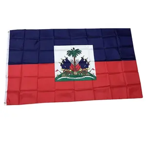 علم دولة هاييتي ، مقاس 5 قدم × 3 قدم, مصنوع من معدن البوليستر بنسبة 100% ، به خيط مزدوج
