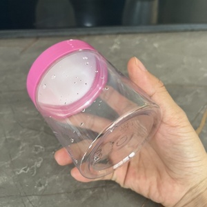 Frascos Cosméticos Transparentes de Boca Larga de 300ml em <span class=keywords><strong>PET</strong></span> com Jarro para Máscara Facial Impresso em Serigrafia e Tampa Rosqueada Rosa - Product Image 2