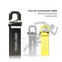 Nueva Memoria USB 3.0 con Gancho Metálico, Precio de Fábrica, Personalización de Logotipo Gratuita, Resistente al Agua y a Golpes, Portátil, 128MB-256GB