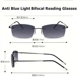 Gafas de Sol de Lectura Bifocales con Protección UV400 y Anti Luz Azul, sin Montura, para Hombre, al por Mayor - Product Image 3