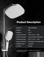 Ensemble de douche à jet pluie et douchette à main en plastique ABS avec une seule sortie d'eau pour la maison, la salle de bain, l'hôtel et les toilettes