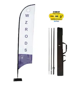 Wisezone Customized New Style Beach Flag Telescopic Tripod Outdoor Open Feather Beach Flag With Pole Kit