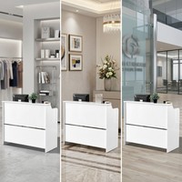 Comptoir de réception pour entreprise de médias, bureau de caisse convertible moderne de luxe en marbre écologique, table de service tendance pour hôtel
