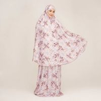 Ensemble de prière Mukena en soie extensible pour femmes, vêtements modestes floraux, vêtements islamiques
