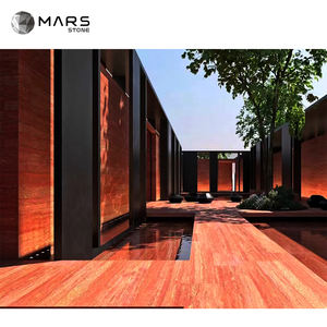 Azulejos de travertino rojo de piedra natural Proyecto de mesa de travertino rojo de pavo Panel de pared Losas decorativas de travertino Azulejos de piso - Product Image 1