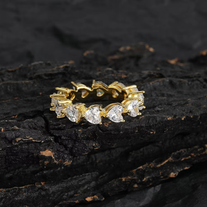 Bague en cuivre et zircon en forme de cœur, 5 mm, bague d'amour en zircon, bague pour l'index pour femme - Product Image 2