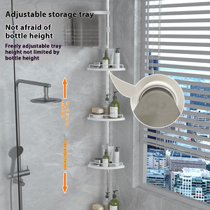 Venta caliente soporte de pie estante ajustable telescópico <span class=keywords><strong>4</strong></span> niveles baño esquina ducha estante champú para organizador de almacenamiento - Product Image 2