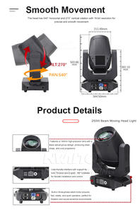 Cabeza Móvil Beam de Alto Brillo de 250W | Lámpara Ultra Nítida de 250 <span class=keywords><strong>W</strong></span> para Equipos Profesionales de Conciertos, Teatros, Discotecas, Bodas y Hoteles - Product Image 3