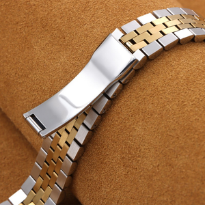 Bracelet de montre intelligente en acier inoxydable 304 respirant, bicolore argent et or rose, avec maillons solides à vis, 13/17/20/21 mm - Product Image 4