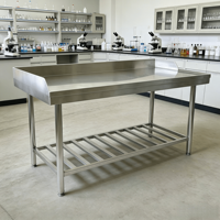 Table de travail en acier inoxydable 304 avec plateau inférieur à lattes, hauteur réglable, pieds pour cuisine commerciale