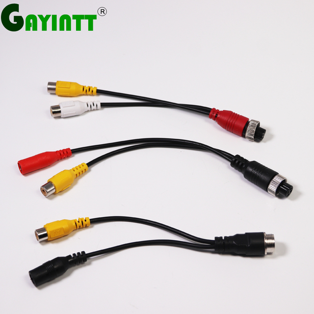 GAYINTT 4 Pin Female / Male to AV DC Cable Rca Video Audio Power Cable for Car Monitor Rear View Camera DVR Connection Line