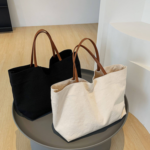 Bulk solid color sublimation canvas handbag button closure <b>large</b> capacity shoulder <b>bag</b> women's shopping <b>bag</b> - Product Image 4