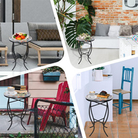 Table d'appoint mosaïque pliable 14 pouces avec structure en fer, style moderne, pour extérieur, patio, jardin, salon, bistrot, balcon