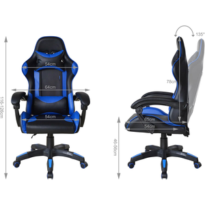 <span class=keywords><strong>Poltrona</strong></span> <span class=keywords><strong>da</strong></span> Ufficio Moderna di Alta Qualità, Nuovo Design Ergonomico, Comoda Sedia <span class=keywords><strong>da</strong></span> Gaming Sportiva Nera e Blu con Ruote - Product Image 5