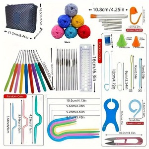 Tự làm Crochet may đan thủ công phụ kiện Kit Set hộp sợi móc nhựa Gói Túi Tay Cách sử dụng đóng hộp kim loại trong kho - Product Image 2