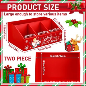 Caja de almacenamiento navideña rectangular con divisiones, organizador de escritorio de 1 litro para dulces, chocolate, decoración de barra de chocolate caliente - Product Image 5