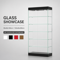 Vollständig Transparente Rahmenlose Glasvitrine mit LED-Beleuchtung, Abschließbare Schiebetür, Maßgefertigte Schmuck-Ausstellungsvitrine für Einzelhandelsgeschäfte