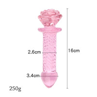 Perles de fleur rose cristal baguette anale verre rose godemichet Anal gode jouets sexuels anaux verre Rose bourgeon Plug anal pour les femmes