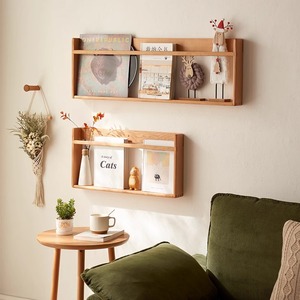 Wooden <b>Wall</b> Mounted <b>Storage</b> Rack Rectangle Multi-purpose <b>Hanging</b> Shelf For Living Room Bedroom Book Display - Product Image 1