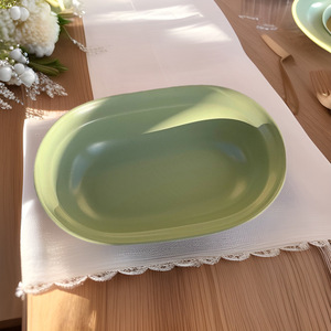 Instagram-worthy oval plate, sophisticated minimalist dining plate, deep <b>ceramic</b> fruit salad bowl, dessert bowl, household soup - Product Image 4