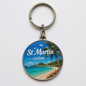 Porte-clés Saint-Martin personnalisés de haute qualité en gros, avec drapeau de l'île et design de la côte des Caraïbes, souvenir de voyage touristique - Product Image 2