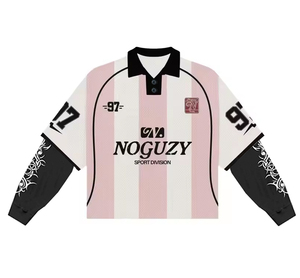 T-Shirt a <span class=keywords><strong>Manica</strong></span> <span class=keywords><strong>Lunga</strong></span> Doppia in <span class=keywords><strong>100</strong></span>% <span class=keywords><strong>Cotone</strong></span>, <span class=keywords><strong>Polo</strong></span> Personalizzata Stile Rétro Calcio Streetwear con Taglio Boxy Cropped e Grafica Personalizzata - Product Image 2