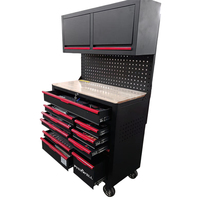 Armoire à outils professionnelle pour mécanicien avec ensemble d'outils à main, armoire à outils à roulettes à 12 tiroirs avec armoire suspendue
