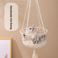 Panier à balançoire suspendu en corde de coton de petite taille, 30x30x90cm, tressé à la main pour chat