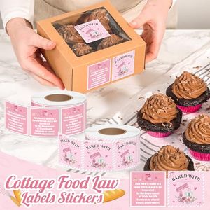 Pegatinas personalizadas para alimentos de estilo rústico, cuadradas de 1.5 pulgadas, en rollo rosa, para panadería casera, conservas, manualidades DIY, embalaje de regalos, venta al por mayor - Product Image 3