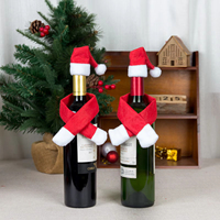 Mini-couvre-bouteilles de vin en forme de chapeau de Père Noël, porte-couverts, décoration de Noël pour la maison