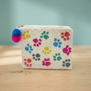 Monedero de Viaje Cuadrado Bohemio de Fieltro No Tejido de Poliéster con Estampado de Huellas Bordadas Coloridas y Vibrantes, para Uso Diario Casual, Bolsa Promocional - Product Image 3