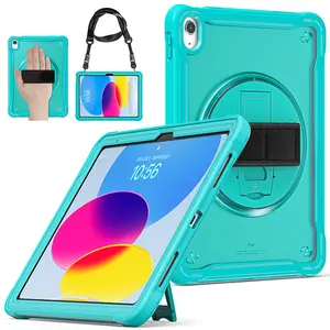 Funda híbrida resistente a prueba de golpes para tableta TPU para iPad 10th Generation 10,9 pulgadas 2022 Bumper Clear Cover con soporte para correa de hombro