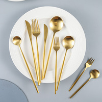 Ensemble de couverts en acier inoxydable mat doré de qualité supérieure, ensemble de couteaux, fourchettes et cuillères de luxe pour les dîners, les mariages et la vaisselle de restaurant