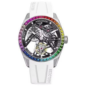 AGELOCER <span class=keywords><strong>Montre</strong></span> Tourbillon originale Lunette diamant arc-en-ciel <span class=keywords><strong>Montre</strong></span> mécanique manuelle squelette pour <span class=keywords><strong>homme</strong></span> <span class=keywords><strong>Montre</strong></span>-bracelet pour <span class=keywords><strong>homme</strong></span> avec boîte - Product Image 6