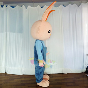 Costume <span class=keywords><strong>de</strong></span> Mascotte <span class=keywords><strong>Lapin</strong></span> <span class=keywords><strong>Adulte</strong></span> en Peluche Premium Unisexe avec Salopette Bleue pour Fêtes et Événements Festifs - Product Image 2