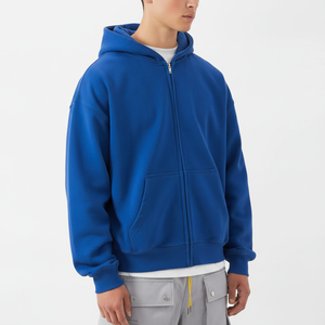 Fabricants Goutte D'épaule 100% Coton Fermeture Éclair À Capuche Coton mélangé Surdimensionné Zip Up Hommes Cropped Boxy Hoodie Impression Personnalisée Offre - Product Image 1