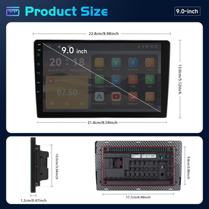 วิทยุติดรถยนต์ Podofo 2 Din 9 นิ้ว รองรับ Wireless <span class=keywords><strong>CarPlay</strong></span>/Android Auto หน้าจอสัมผัส IPS เครื่องเล่นสเตอริโอในรถยนต์ บลูทูธ เครื่องเล่น MP5 บริการ OEM/ODM/โรงงาน - Product Image 5