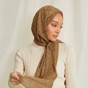 Hot Sale Modal Hijab Scarf Olive Ripple Printed Breathable Lightweight Women Shawl Woven Rayon Cotton Muslim 70x180cm Islamic - Product Image 6