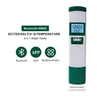 Nouveau testeur de qualité de l'eau numérique portable Bluetooth 5-en-1 TDS SALT S.G EC Temp Stylo de test