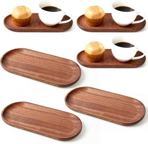 Gỗ rắn phục vụ đĩa cứng và khay gỗ tự nhiên với cạnh, hình chữ nhật tránh trượt và tràn thực phẩm - Product Image 1