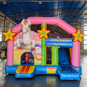 Château gonflable personnalisé en PVC sur le thème de la licorne avec toboggan, équipement de terrain de jeu intérieur - Product Image 2