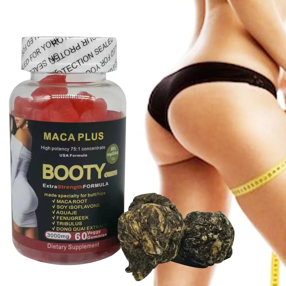 Hot sale OEM hip and butt enlargement products 100%Pure natural ultimate black maca gummies butt hips enlargement