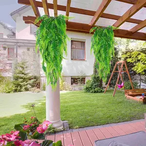 Artificial Hanging Plant Artificial Hanging Ferns Plants Vines Faux Plastic Ivy Boston Fern Hanging Plant For Outdoor Resistant